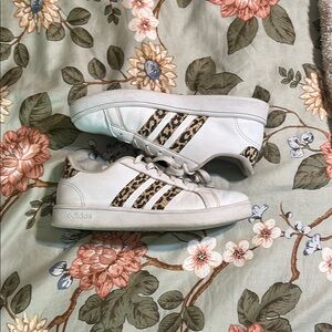 Adidas White Sneakers with Leopard Print